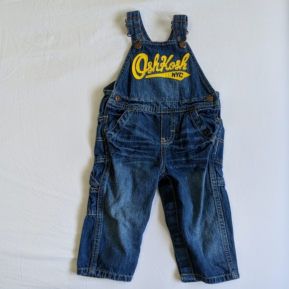 oshkosh b'gosh classic vestbak denim overalls with felted logo 12 months baby